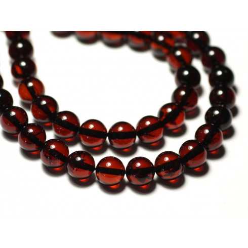 Boucles oreilles argent 925 et Pierre Ambre naturelle baltique boules 8mm orange cognac