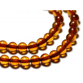 1pc - Perles Ambre naturelle jaune orange Boule 9-10mm - 8741140015494