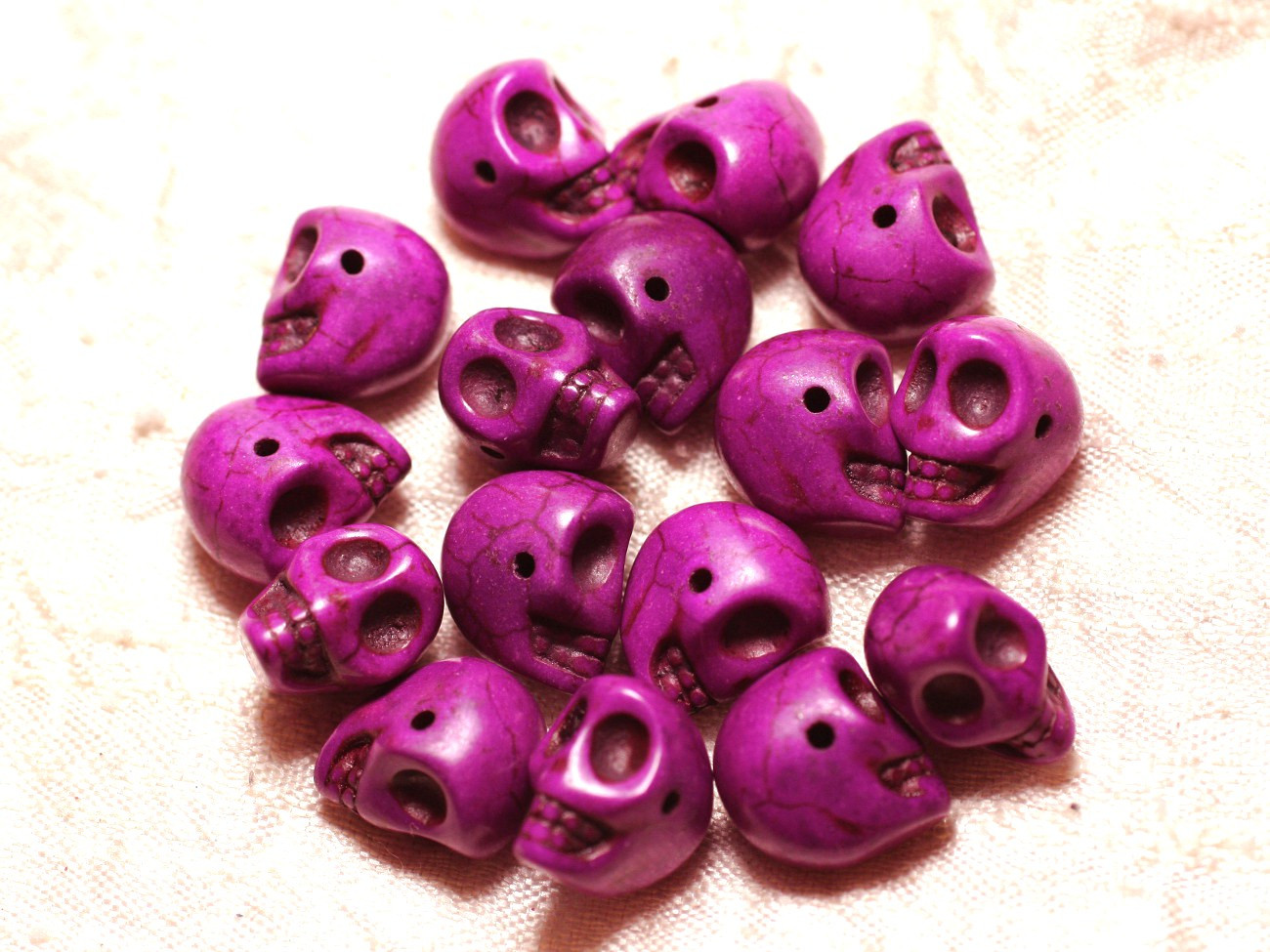 10pc - Perles Crânes Têtes de Mort Turquoise 14mm Violet Rose   4558550029997