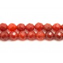 Fil 39cm 62pc environ - Perles Pierre - Cornaline Boules Facettées 6mm rouge orange