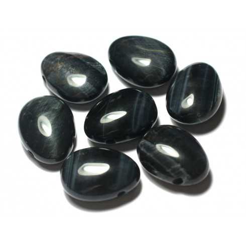 Collier Pendentif en Pierre - Oeil de Faucon Tigre Bleu Goutte 25mm