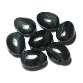 Collier Pendentif Pierre - Oeil de Faucon Tigre Goutte 25mm noir bleu marron doré