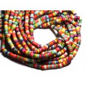 Fil 39cm 170pc environ - Perles Pierre Turquoise Synthese Rondelles Heishi 4x2mm Multicolore