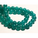 Fil 39cm 45pc environ - Perles Pierre - Jade Boules 8mm Bleu Vert Paon Canard Turquoise