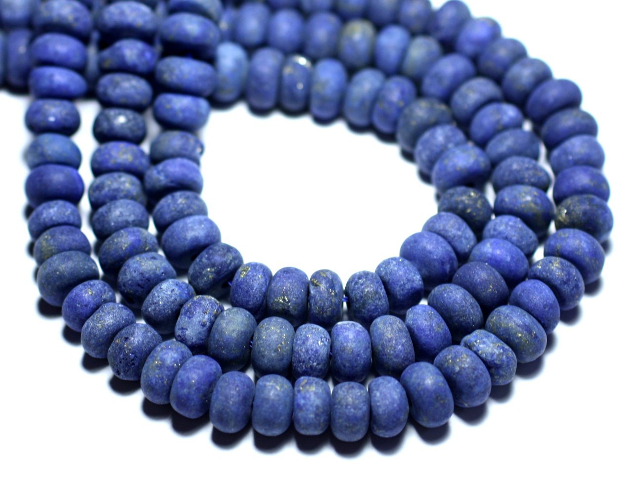 10pc - Perles de Pierre - Lapis Lazuli Mat Givré Rondelles 8x5mm - 8741140007840 