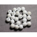 50pc - Perles Céramique Porcelaine Boules 14mm Blanc irisé