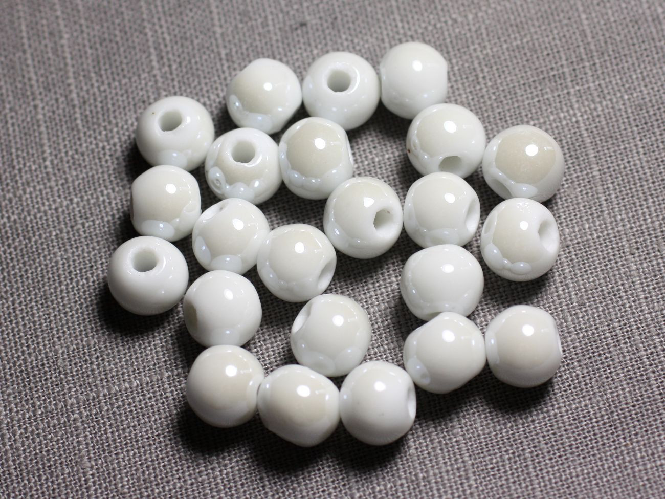 4 Stück - Porzellan Keramikperlen Kugeln 14mm Weiß - 7427039737777