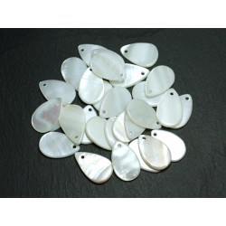 10pc - Breloques Pendentifs Nacre Blanche Gouttes 19mm   4558550016638