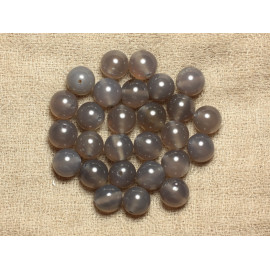 Fil 39cm 28pc env - Perles Pierre - Agate grise Boules 14mm