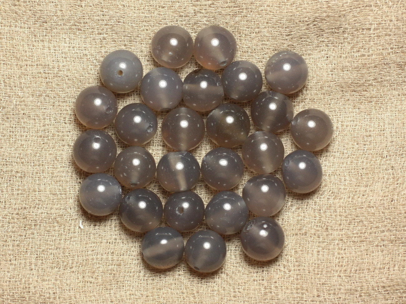 2pc - Perles Pierre - Agate grise Boules 16mm - 7427039737869