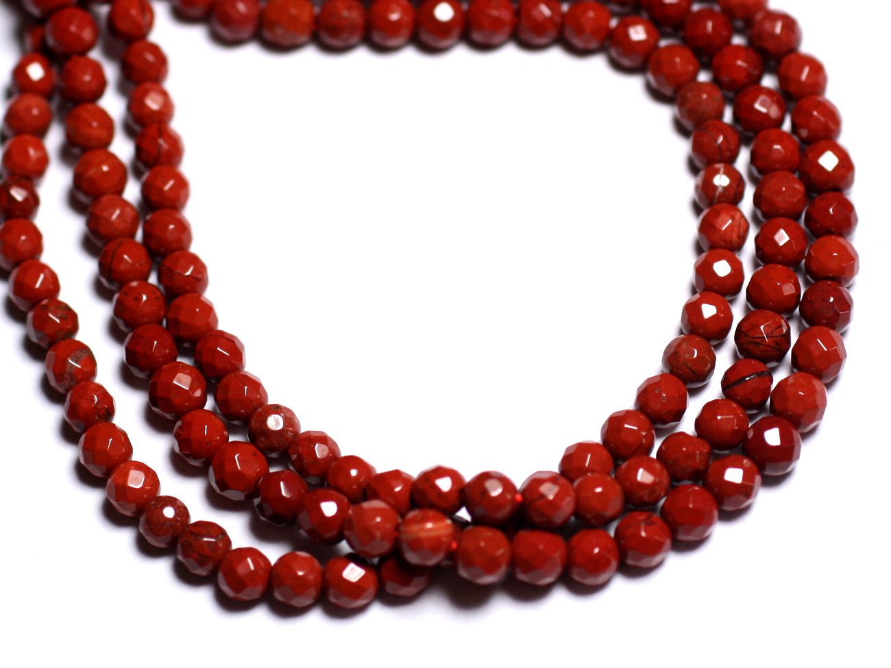 20pc - Perles de Pierre - Jaspe Rouge Boules Facettées 4mm - 8741140005198