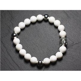Bracelet Bouddha et Nacre Blanche 8mm  Bracelet Bouddha et Nacre Blanche 8mm