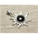 Pendentif Argent 925 et Pierre - Soleil 28mm - Hématite rond 10mm 