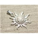 Pendentif Argent 925 et Pierre - Soleil 28mm - Howlite rond 10mm 