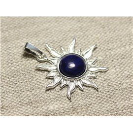 Pendant Silver 925 and Stone - Sun 28mm - Lapis Lazuli round 10mm 