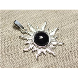 Pendant Silver 925 and Stone - Sun 28mm - Stone Sun synthesis blue galaxy round 10mm 