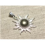 Pendentif Argent 925 et Pierre - Soleil 28mm - Pyrite dorée rond 10mm Pendentif Argent 925 et Pierre - Soleil 28mm - Pyrite dorée rond 10mm