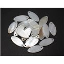 8pc - Perles Breloques Pendentifs Nacre Blanche Marquises Olives Navettes 26x12mm - 8741140023109 