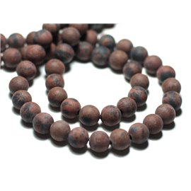 10pc - Perles de Pierre - Obsidienne Marron Acajou Mahogany Boules 8mm Mat Sablé Givré - 8741140022331 