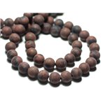 10pc - Perles de Pierre - Obsidienne Marron Acajou Mahogany Boules 8mm Mat Sablé Givré - 8741140022331 