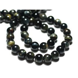 4pc - Stone Beads - Hawk's Eye and Tiger Balls 8mm - 8741140022348 