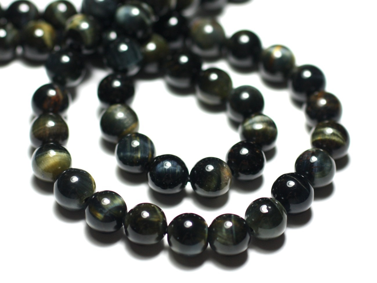 4pc - Perles de Pierre - Oeil de Faucon et Tigre Boules 8mm - 8741140022348 