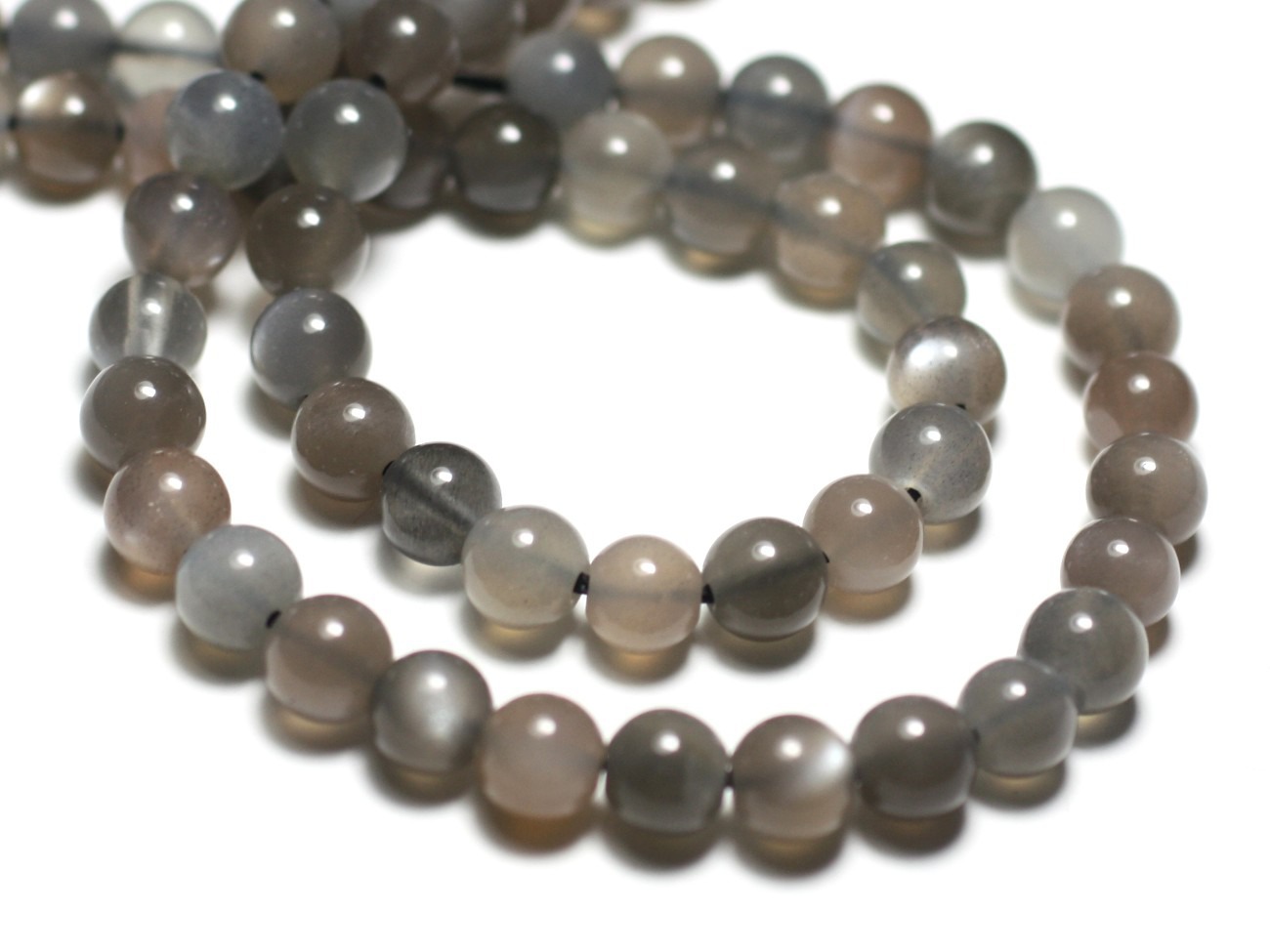 10pc - Perles de Pierre - Pierre de Lune Boules 5mm gris irisé - 7427039732734