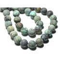 5pc - Perles de Pierre - Turquoise d'Afrique Boules 8mm Mat Sablé Givré - 8741140022430 