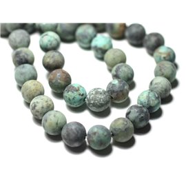 5pc - Perles Pierre Turquoise Afrique naturelle Boules 8mm bleu vert Mat Sablé Givré - 8741140022430