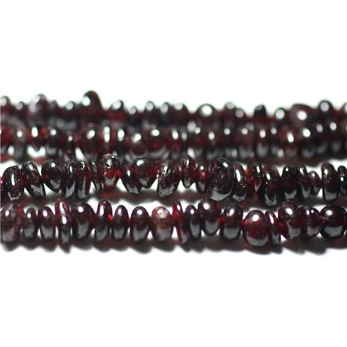 50pc - Perles de Pierre - Grenat Rouge Bordeaux Rocailles Chips 4-10mm - 8741140022454 