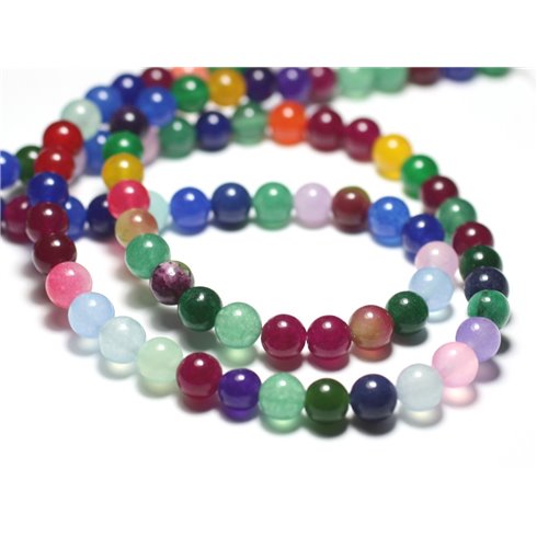 10pc - Perles de Pierre - Jade Boules 8mm Multicolore - 8741140022478 