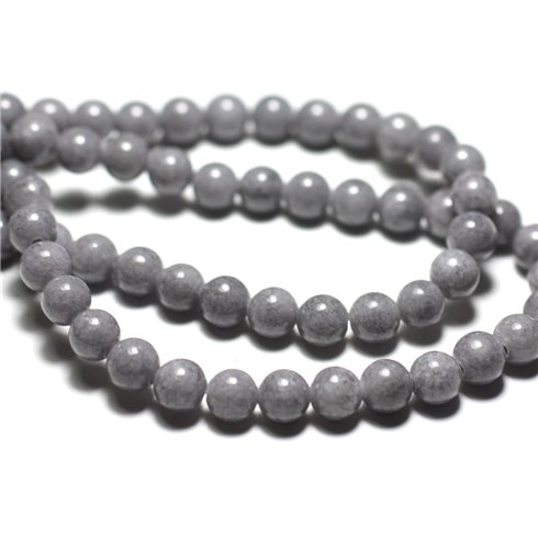 20pc - Perles de Pierre - Jade Boules 6mm Gris clair Souris - 8741140022508 