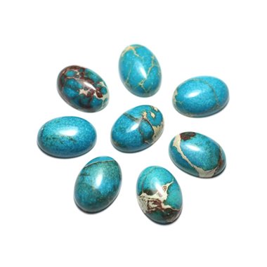 1pc - Cabochon Pierre semi précieuse - Jaspe Aqua Terra Sédimentaire Ovale 18x13mm Bleu Vert Turquoise - 8741140022515 