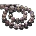 4pc - Perles de Pierre - Charoïte Boules Facettées 10mm Violet Mauve Noir - 8741140022195 