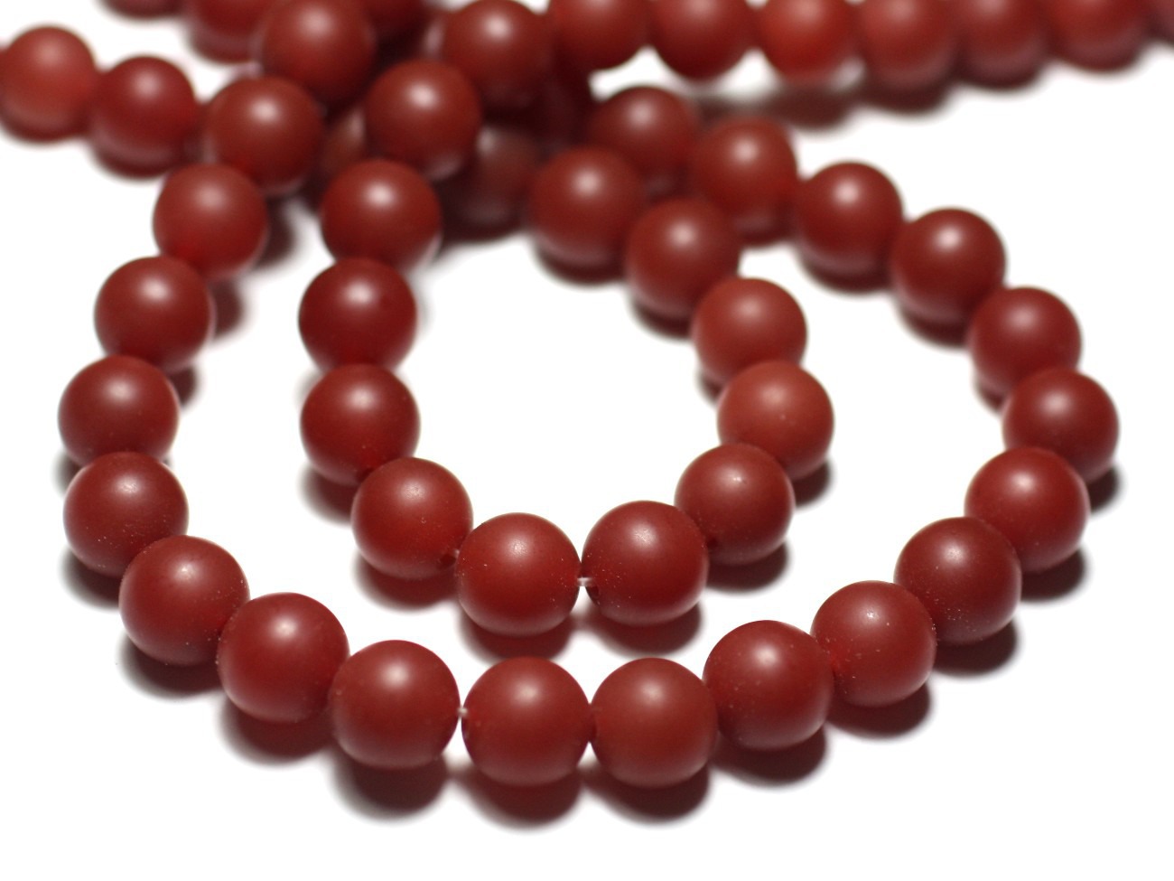 10pc - Perles de Pierre - Cornaline Boules 8mm Mat Sablé Givré - 8741140022218 