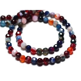 20pc - Stone Beads - Agate Faceted Balls 4mm Multicolor - 8741140022089
