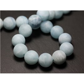 1Stk - Big Stone Pearl - Aquamarin Kugeln 14mm matt matt sandgestrahlt - 8741140022126 