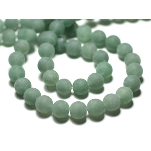 10pc - Perles de Pierre - Aventurine Verte Boules 8mm Mat Sablé Givré - 8741140022188 