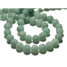 10pc - Stone Beads - Green Aventurine Balls 8mm Matte Frosted Sandblasted - 8741140022188 