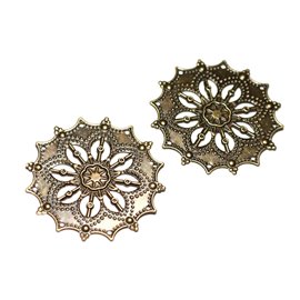 10pc - Imprimaciones Conectores Colgantes Metal Bronce Impresiones Flores Encaje Catedral 44mm - 8741140021228 