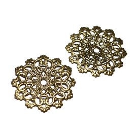 10pc - Primers Connectors Pendants Metal Bronze Prints Flowers Lace Ethnic Watermark 48mm - 8741140021242 