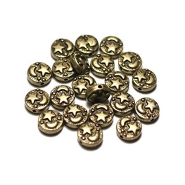 10pc - Metal Beads Bronze Palets 9mm Moon Star - 8741140021181 