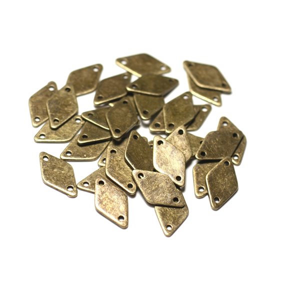 10pc - Connecteurs Perles Pendentifs Boucles d'oreilles Métal Bronze Losanges 15mm - 8741140021129 