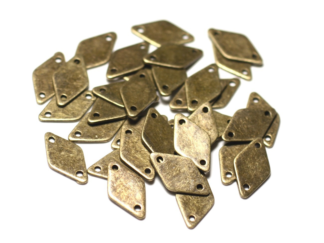 10pc - Connecteurs Perles Pendentifs Boucles d'oreilles Métal Bronze Losanges 15mm - 8741140021129 