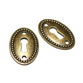 2pc - Connectors Beads Pendant Earrings Metal Bronze Key Lock 37mm - 8741140021136 