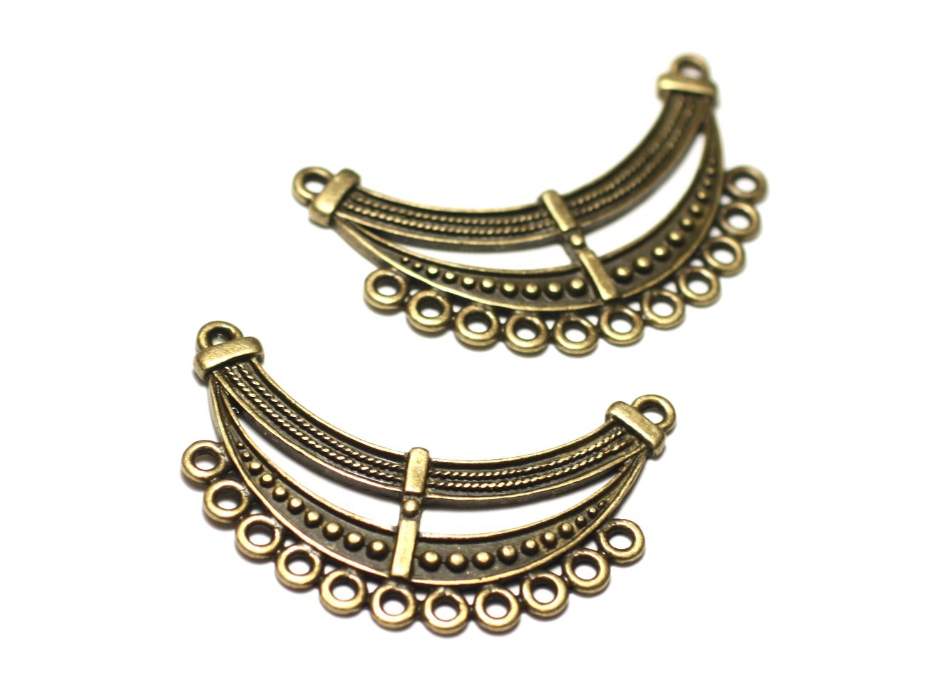 1pc - Connecteur Perle Pendentif Collier Métal Bronze Plastron 46mm Ethnique Fantasy - 8741140021105 