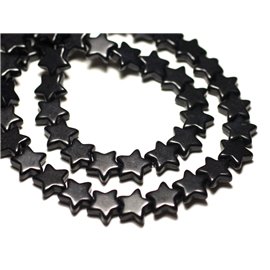 20pc - Perlas Turquesa Piedra Síntesis Estrellas 12mm Negro - 7427039739139