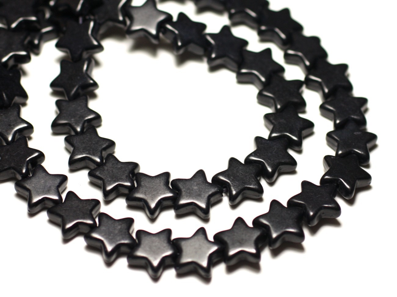 20pc - Perles Pierre Turquoise Synthèse reconstituée Étoiles 12mm Noir - 8741140021013 
