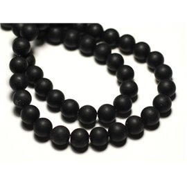 20 Stück - Steinperlen - Jasper Black Matte Sandblasted Frosted Balls 6mm - 8741140020900 