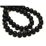 20pc - Perles de Pierre - Jaspe Noir Mat Sablé Givré Boules 6mm - 8741140020900 